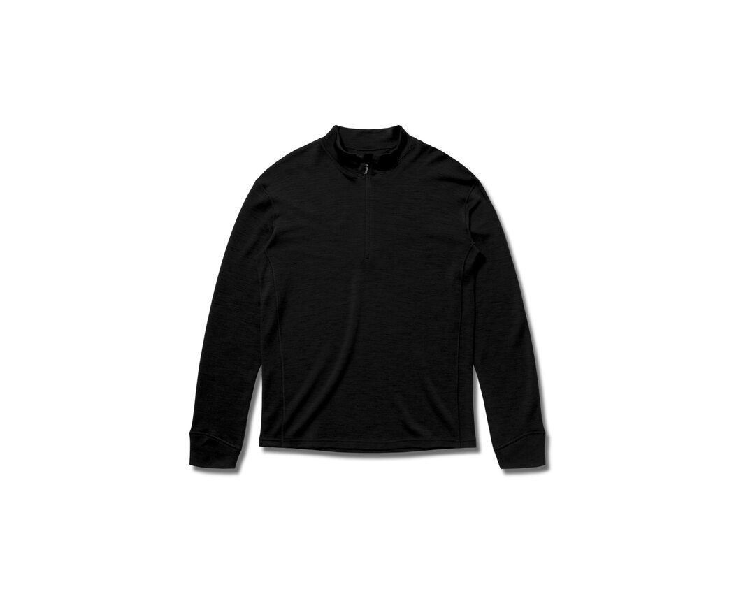 Wool/Bamboo Half Zip Sweater Black Medium 